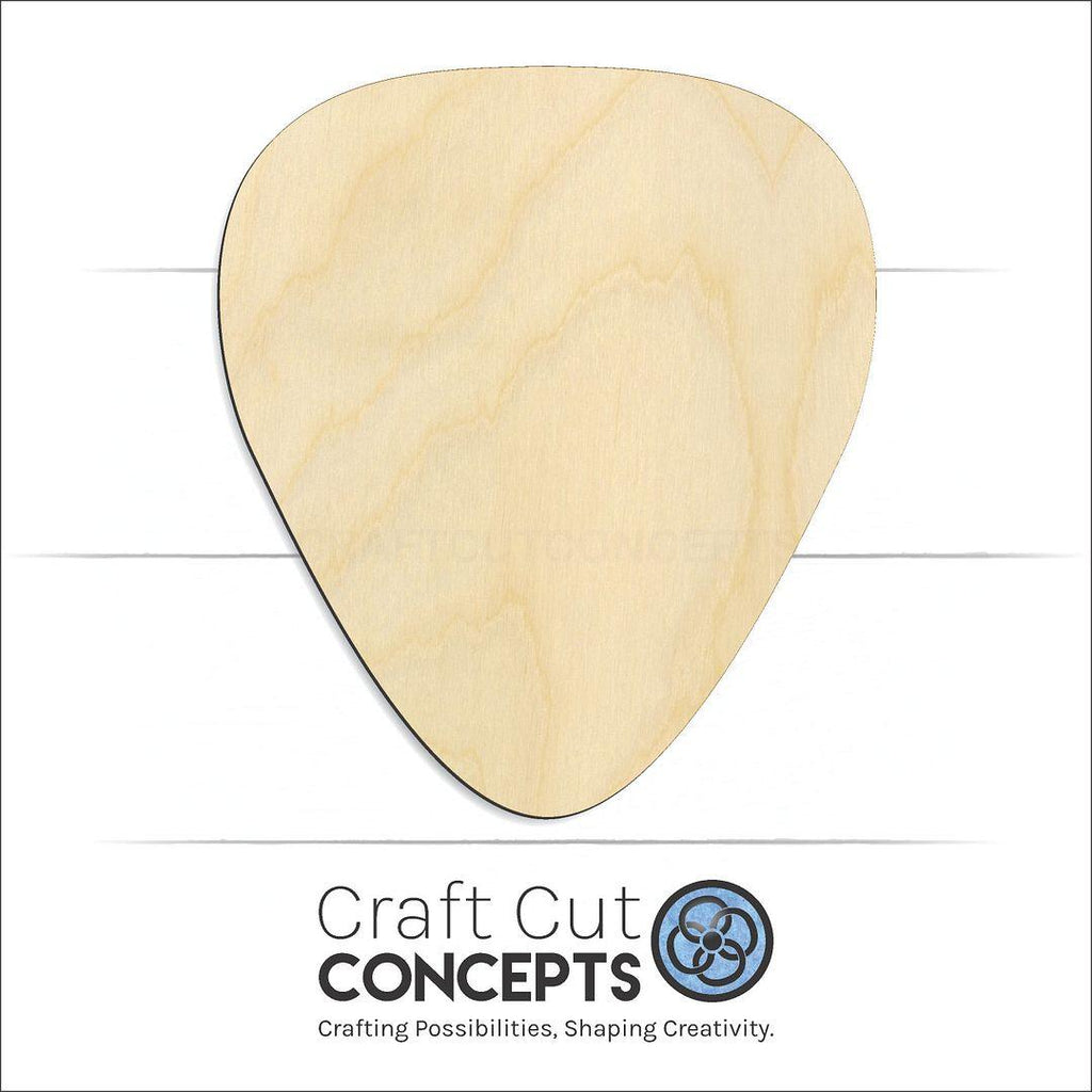 Craft Cut Concepts Logo under a wood Guitar Pick craft shape and blank