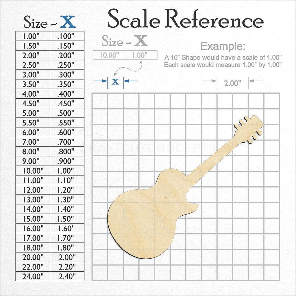 A scale and graph image showing a wood Guitar craft blank