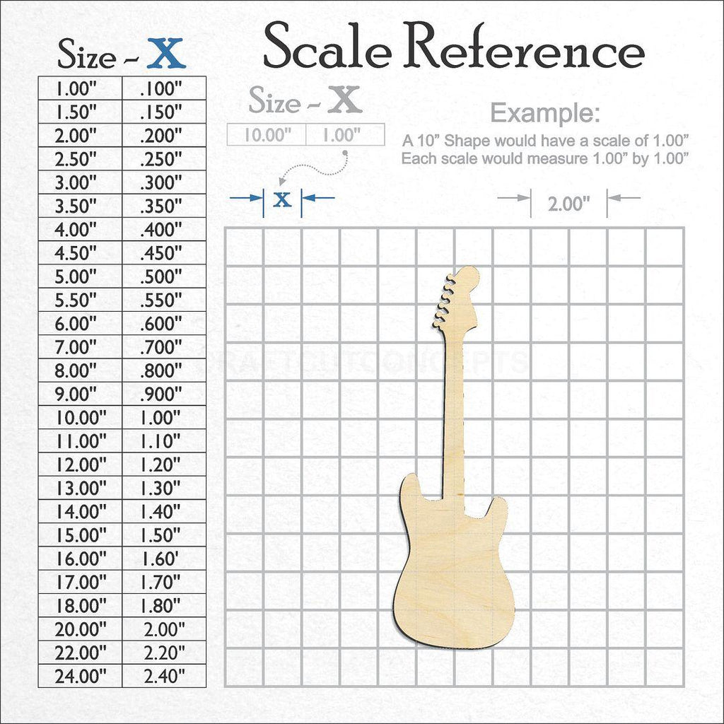 A scale and graph image showing a wood Guitar craft blank