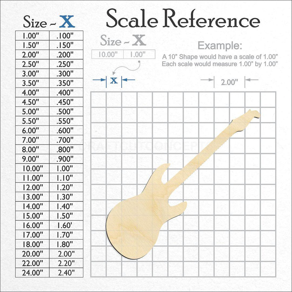 A scale and graph image showing a wood Guitar craft blank