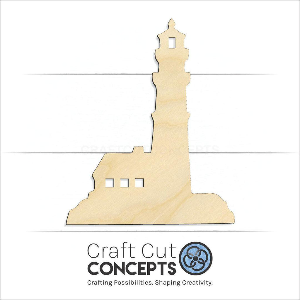 Craft Cut Concepts Logo under a wood Light house craft shape and blank