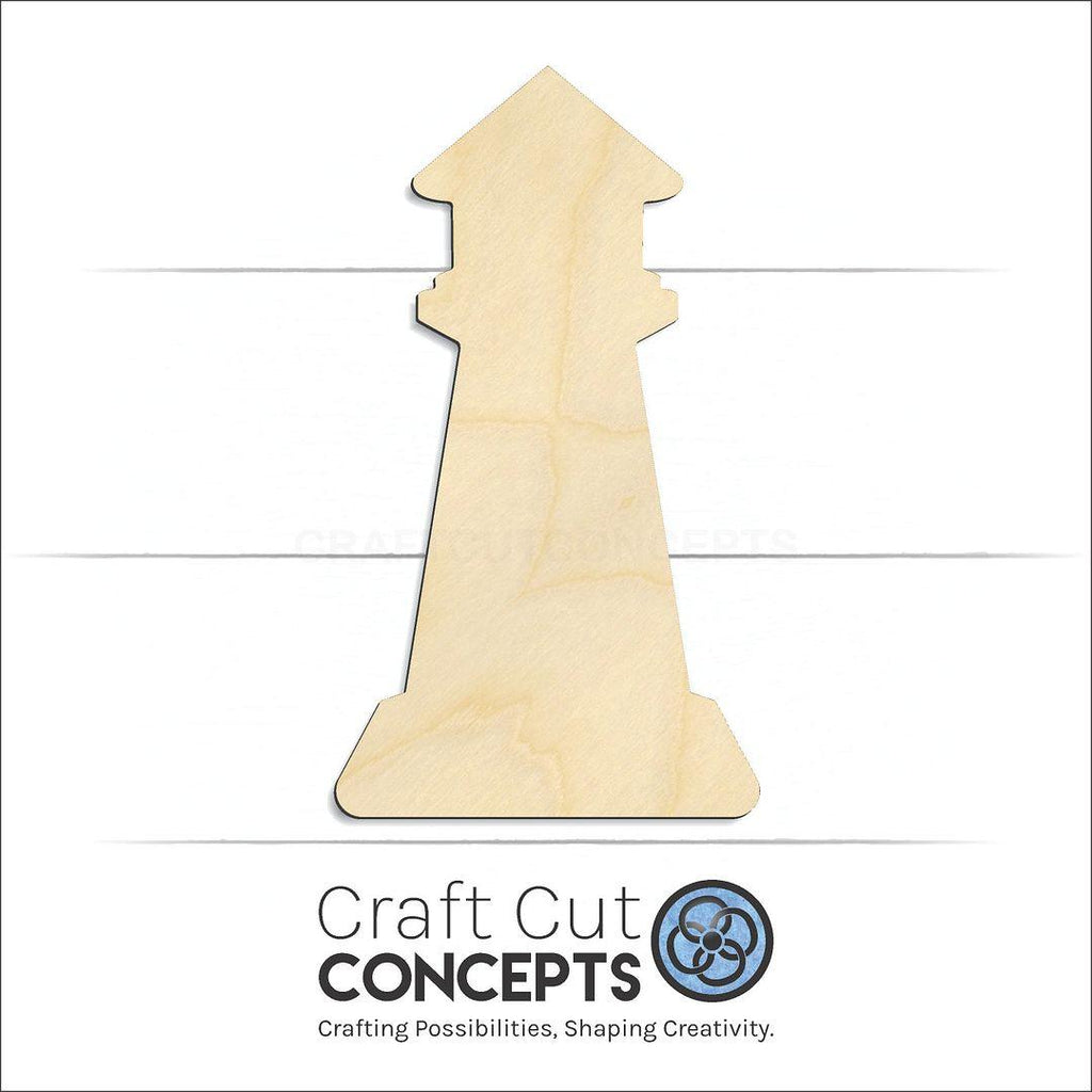 Craft Cut Concepts Logo under a wood Light house craft shape and blank