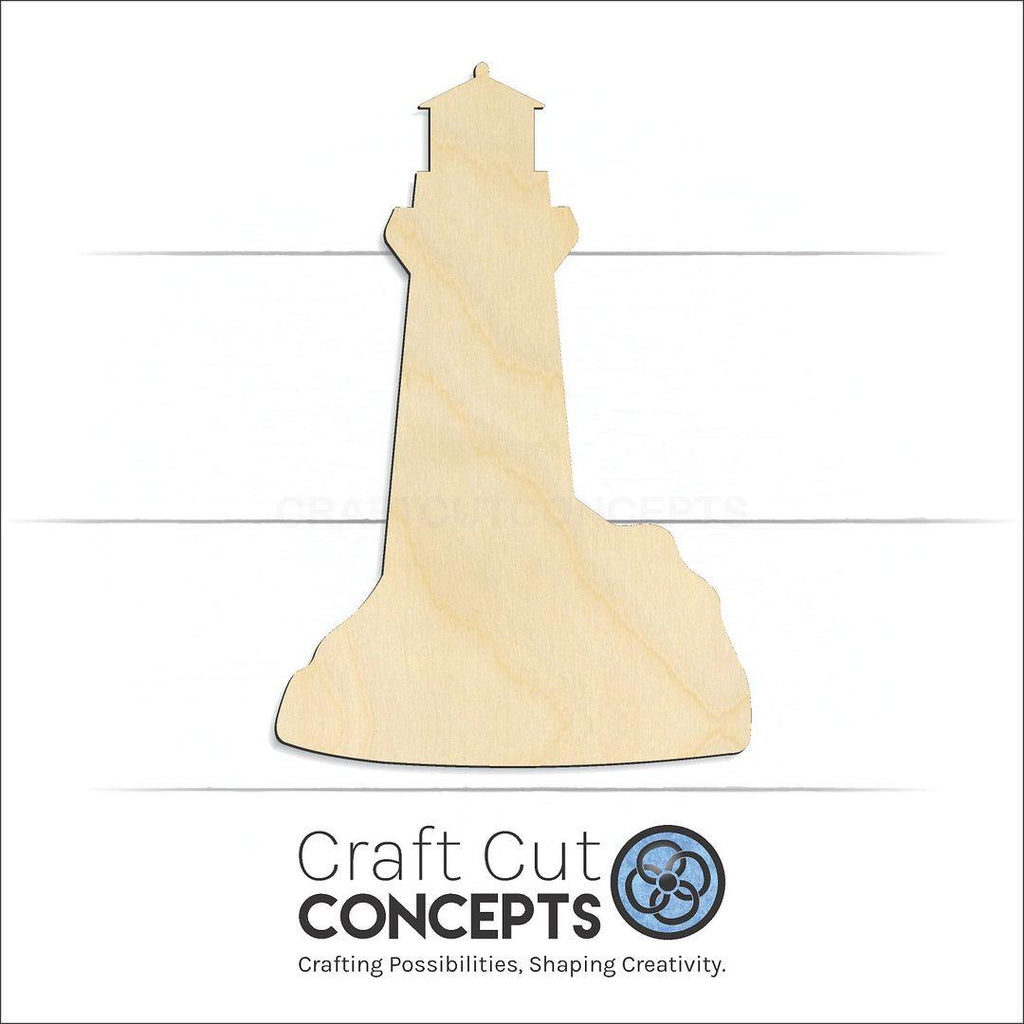 Craft Cut Concepts Logo under a wood Light house craft shape and blank