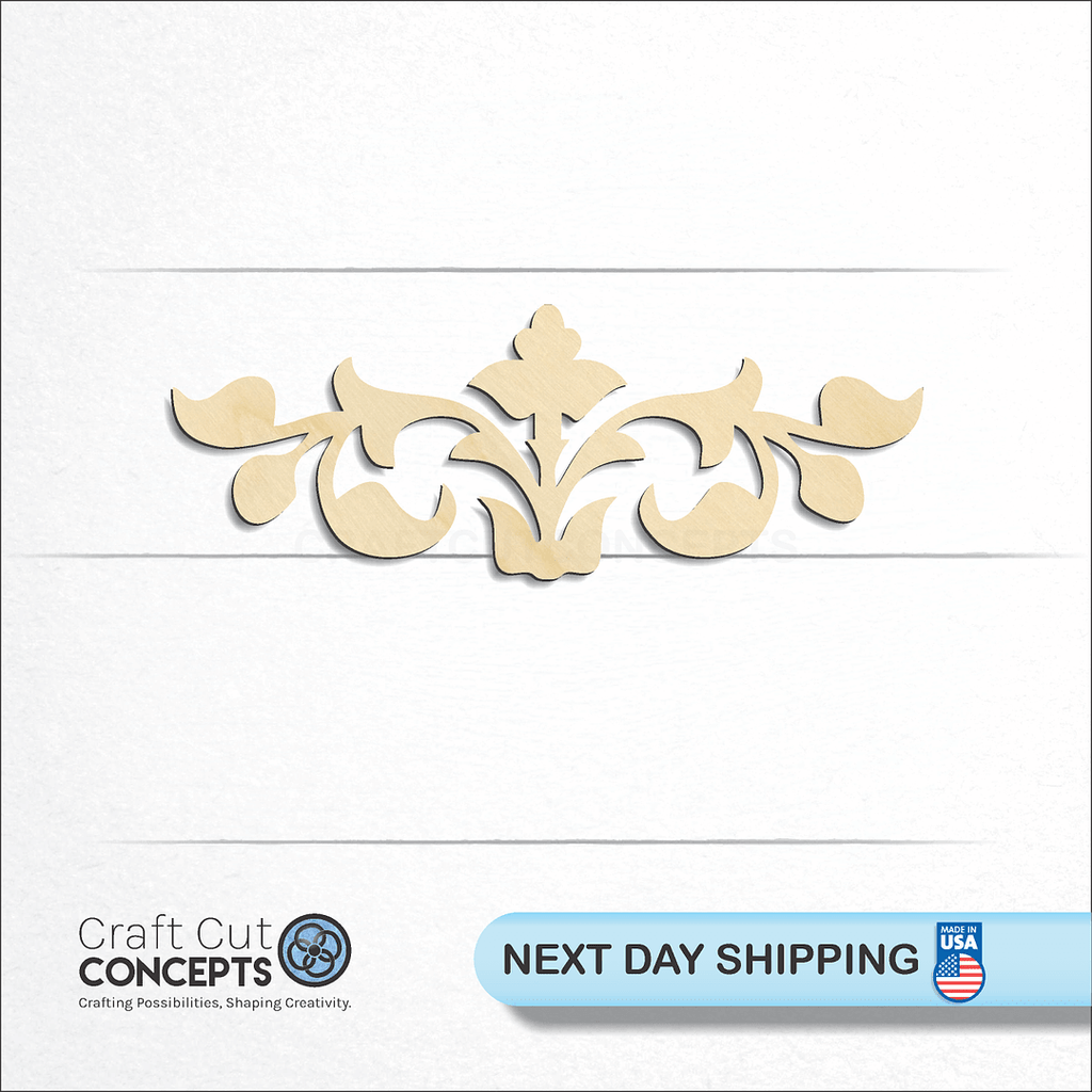 Craft Cut Concepts logo and next day shipping banner with an unfinished wood Deco Border craft shape and blank