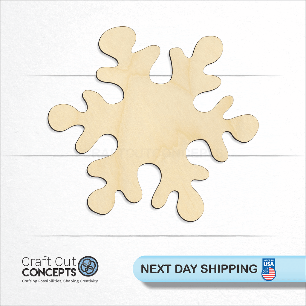 Craft Cut Concepts logo and next day shipping banner with an unfinished wood Snowflake-2 craft shape and blank