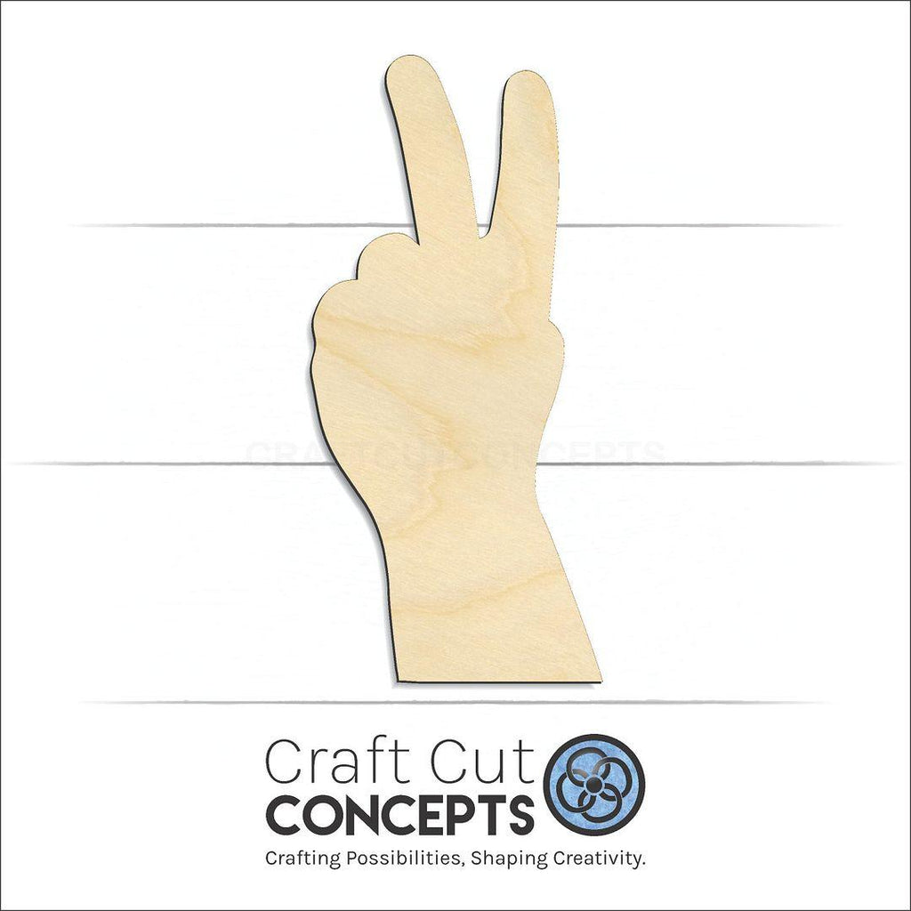 Craft Cut Concepts Logo under a wood Hand Peace sign craft shape and blank