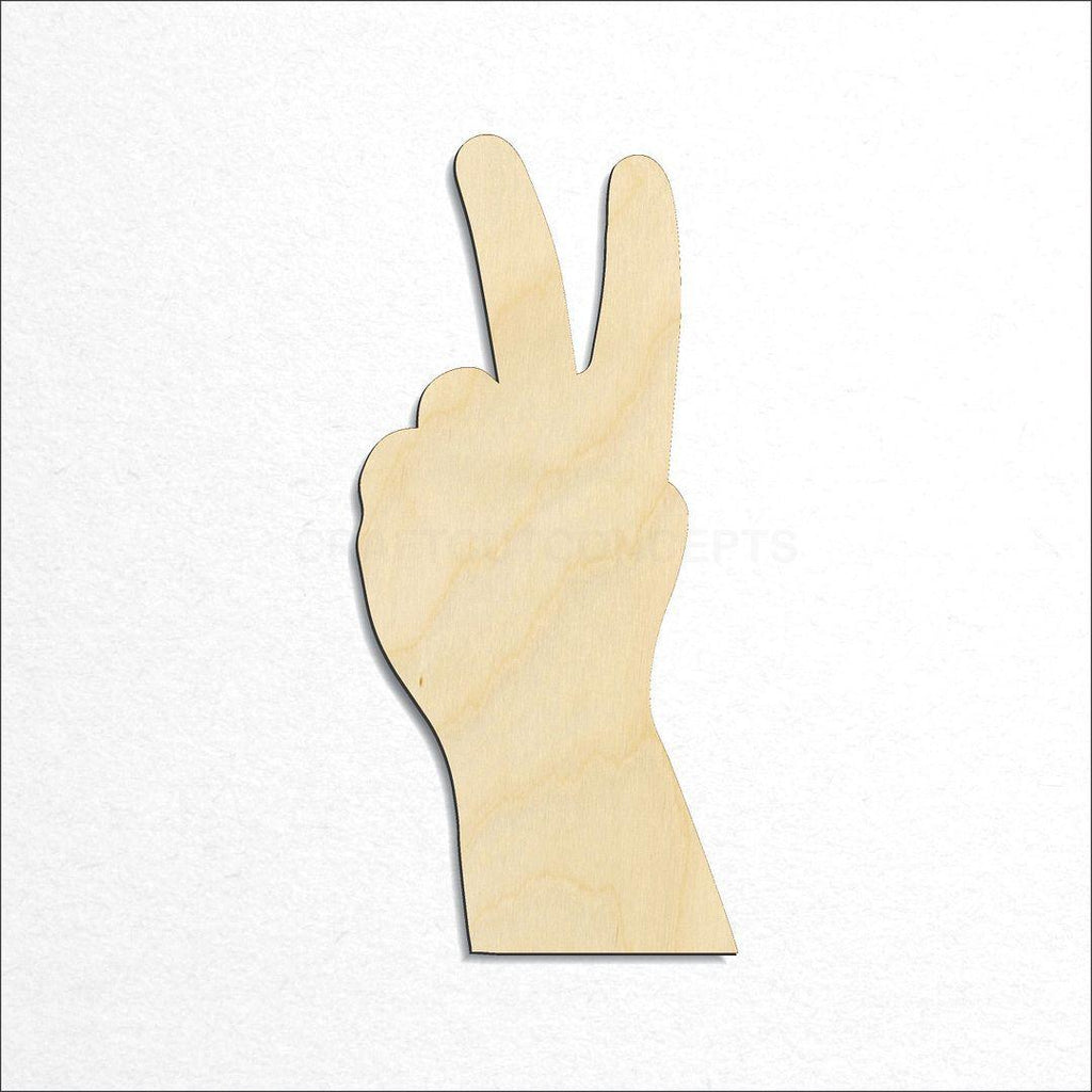 Wooden Hand Peace sign craft shape available in sizes of 1 inch and up