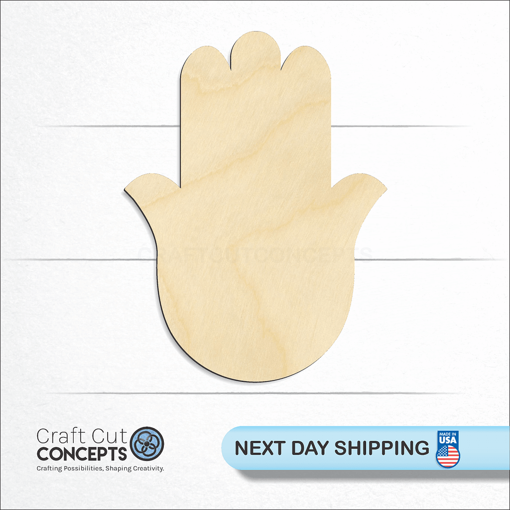 Craft Cut Concepts logo and next day shipping banner with an unfinished wood Hand craft shape and blank