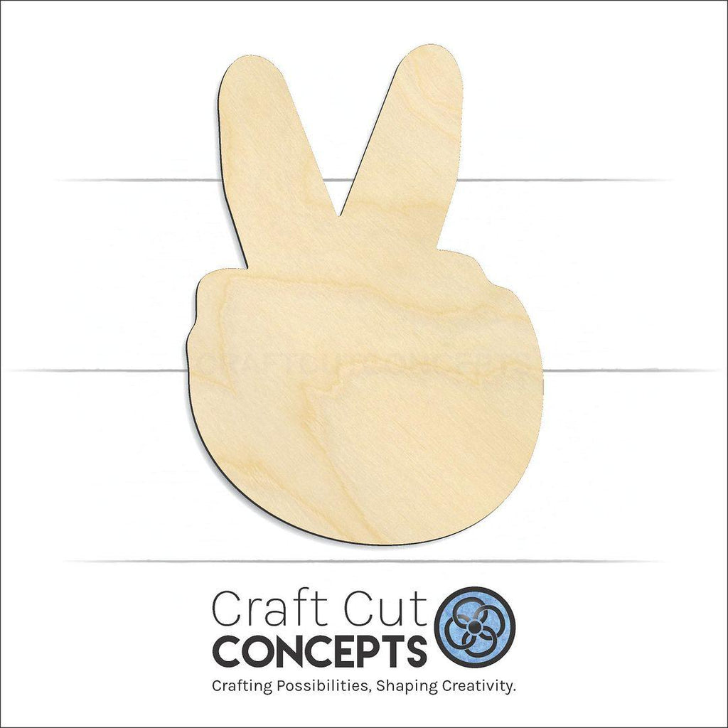 Craft Cut Concepts Logo under a wood Hand Peace sign craft shape and blank