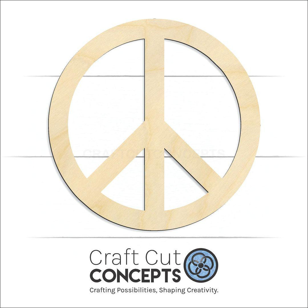 Craft Cut Concepts Logo under a wood Peace Symbol craft shape and blank