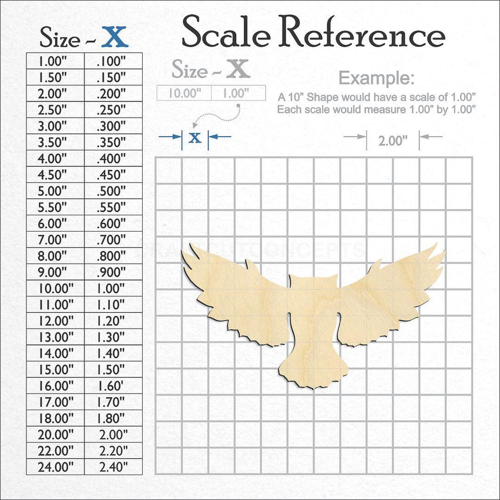 A scale and graph image showing a wood Flying Owl craft blank