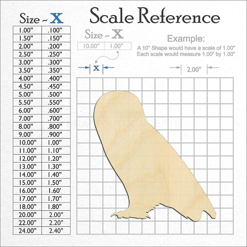 A scale and graph image showing a wood Owl craft blank