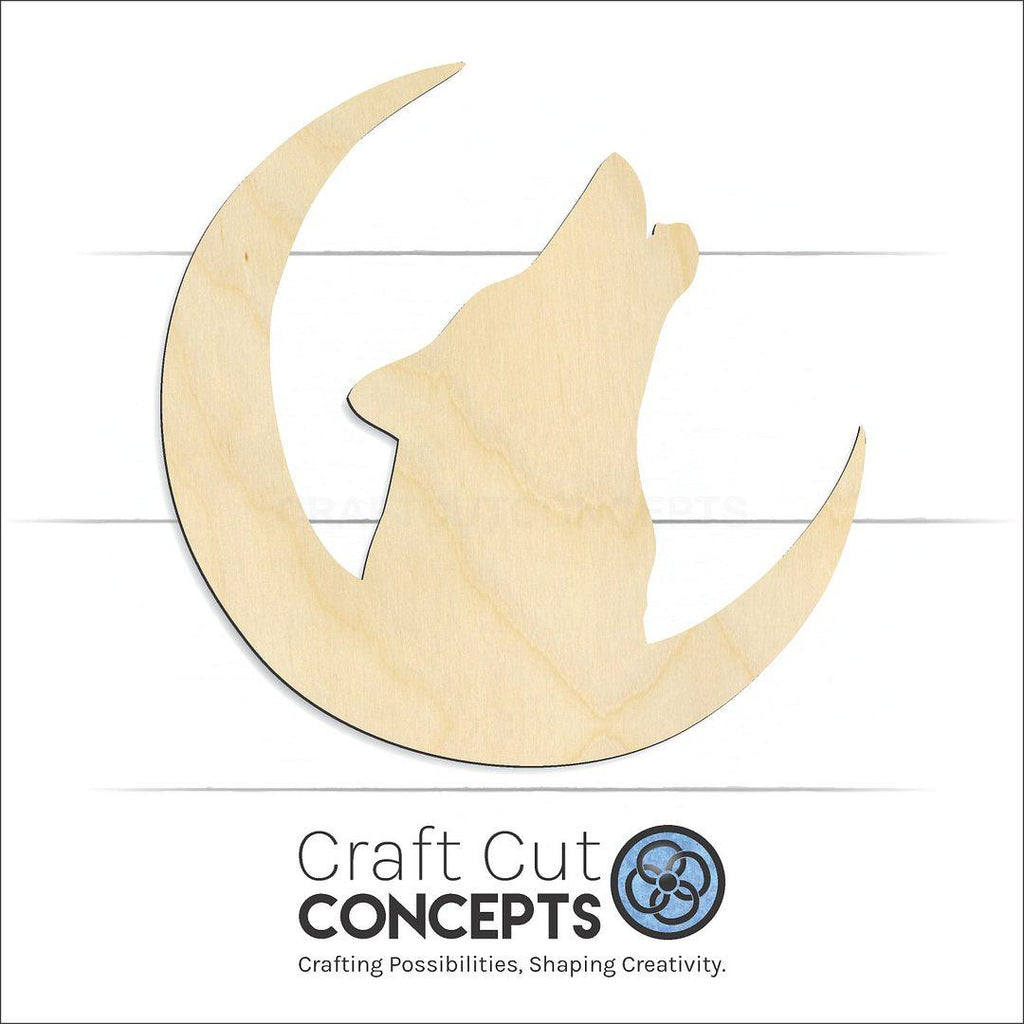 Craft Cut Concepts Logo under a wood Howling Wolf craft shape and blank