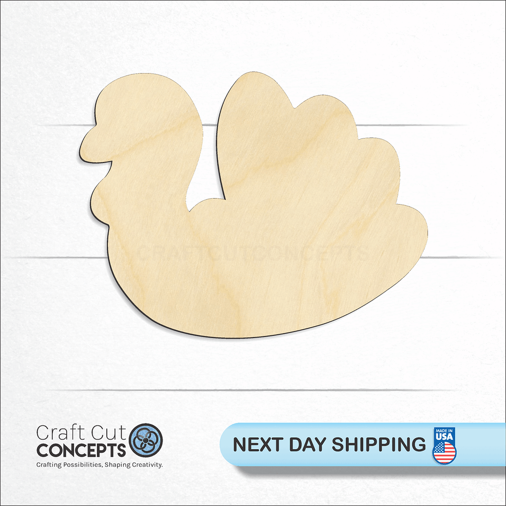 Craft Cut Concepts logo and next day shipping banner with an unfinished wood Turkey craft shape and blank