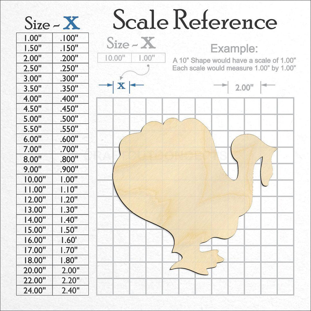 A scale and graph image showing a wood Turkey craft blank