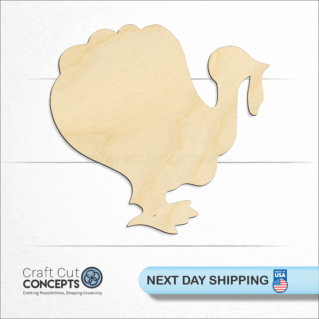 Craft Cut Concepts logo and next day shipping banner with an unfinished wood Turkey craft shape and blank