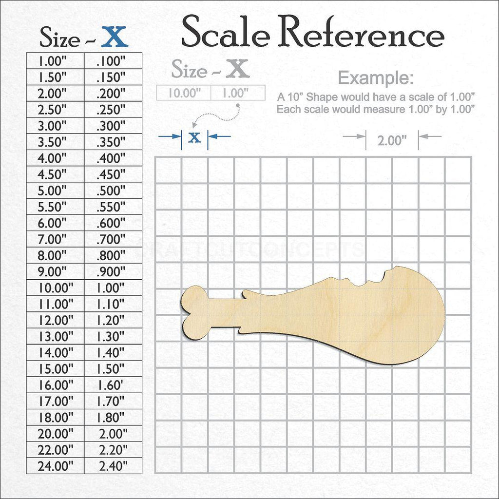 A scale and graph image showing a wood Turkey Leg craft blank