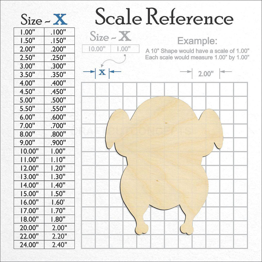 A scale and graph image showing a wood Baked Turkey craft blank