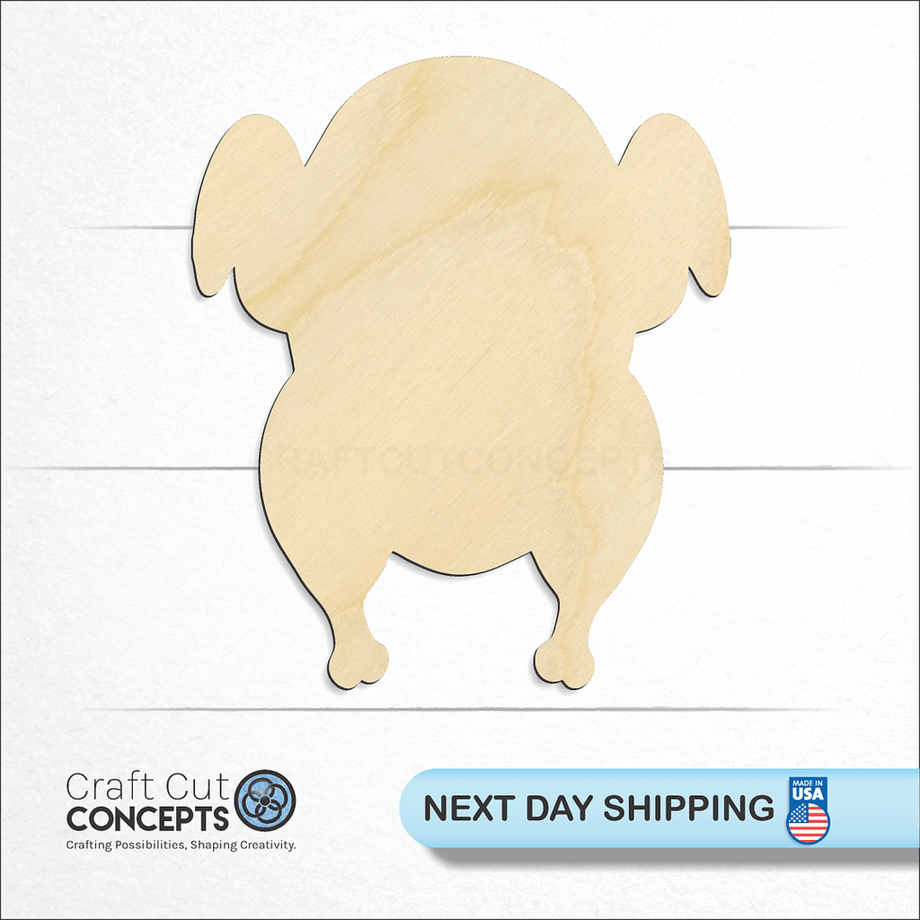 Craft Cut Concepts logo and next day shipping banner with an unfinished wood Baked Turkey craft shape and blank