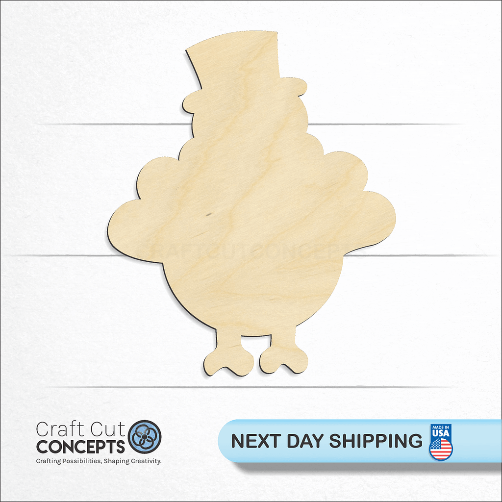 Craft Cut Concepts logo and next day shipping banner with an unfinished wood Thanksgiving Turkey craft shape and blank