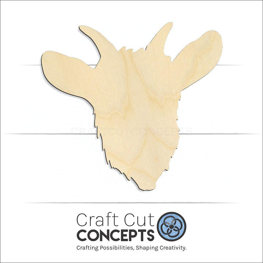 Craft Cut Concepts Logo under a wood Goat Head craft shape and blank