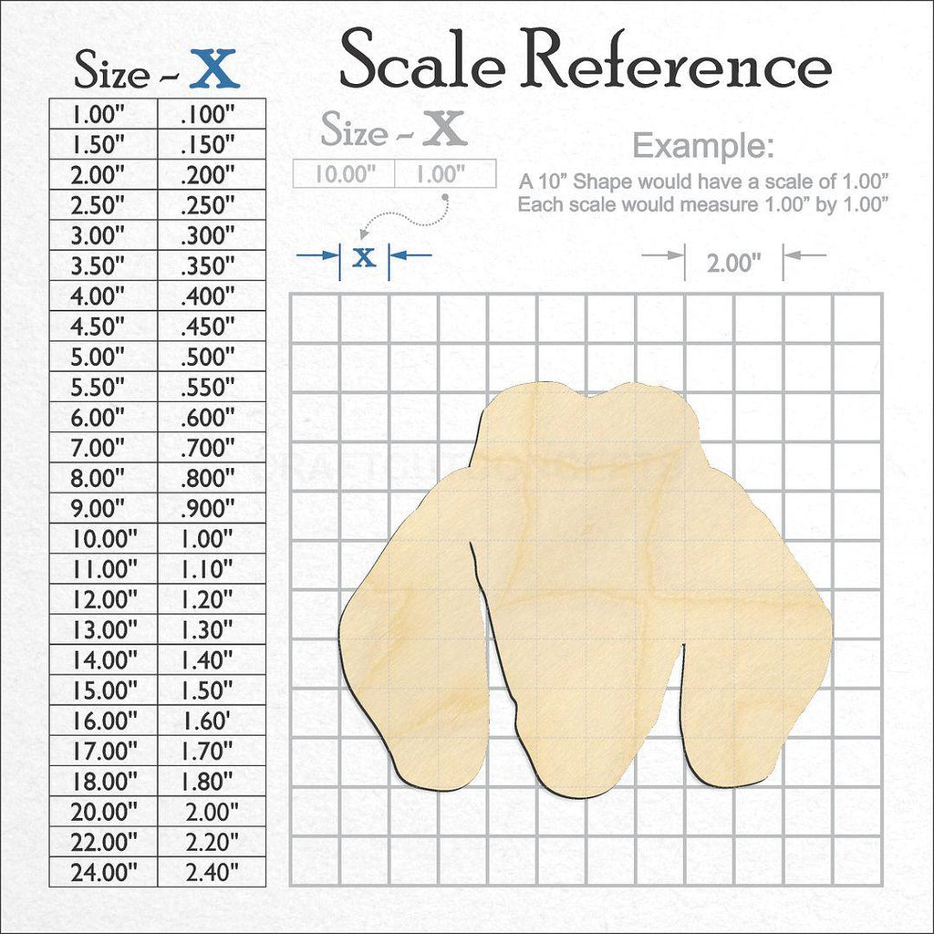 A scale and graph image showing a wood Goat Head craft blank