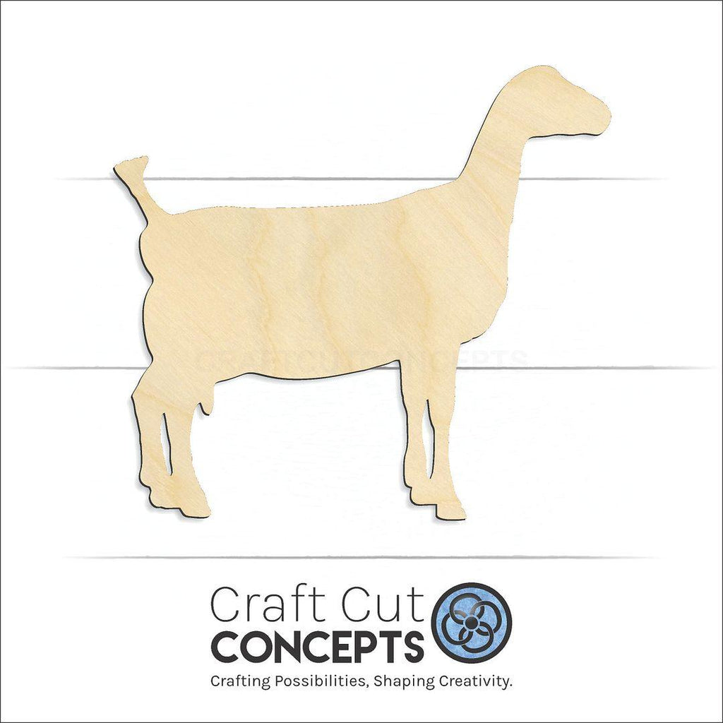 Craft Cut Concepts Logo under a wood Goat Lamancha craft shape and blank