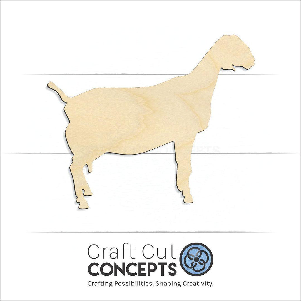 Craft Cut Concepts Logo under a wood Nubian Dairy goat craft shape and blank