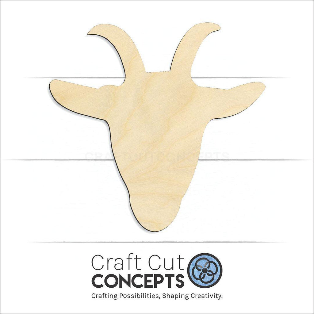 Craft Cut Concepts Logo under a wood Goat Head craft shape and blank