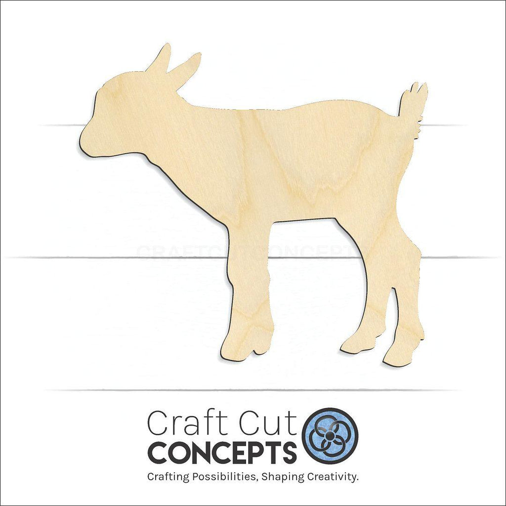 Craft Cut Concepts Logo under a wood Baby Goat Kid craft shape and blank