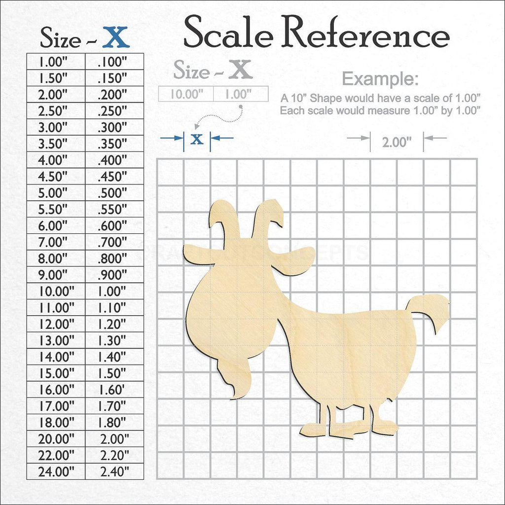 A scale and graph image showing a wood Goat craft blank