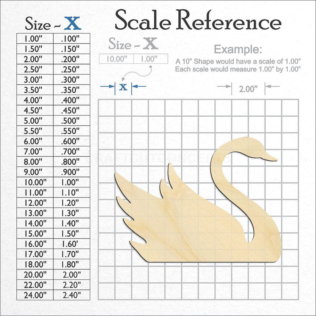 A scale and graph image showing a wood Swan craft blank