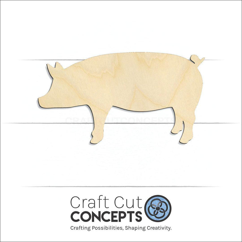 Craft Cut Concepts Logo under a wood Pig craft shape and blank