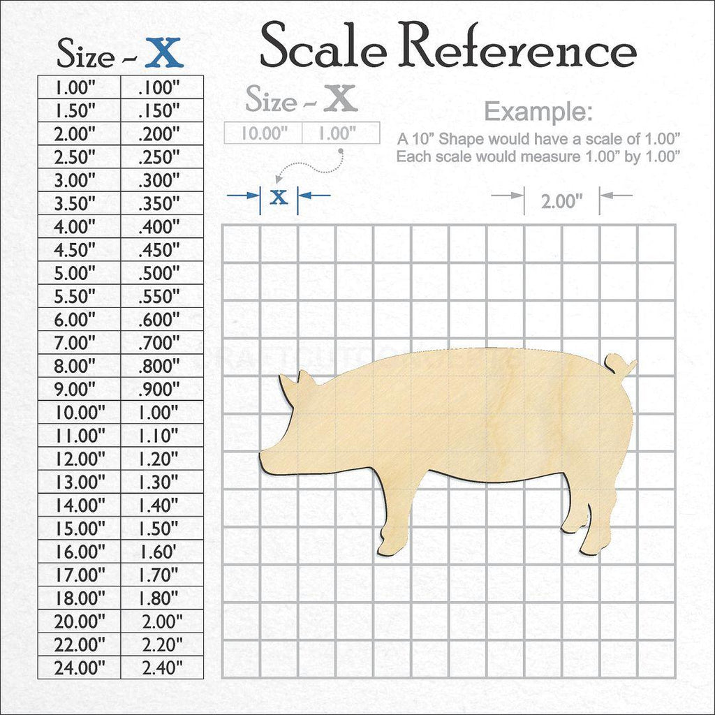 A scale and graph image showing a wood Pig craft blank