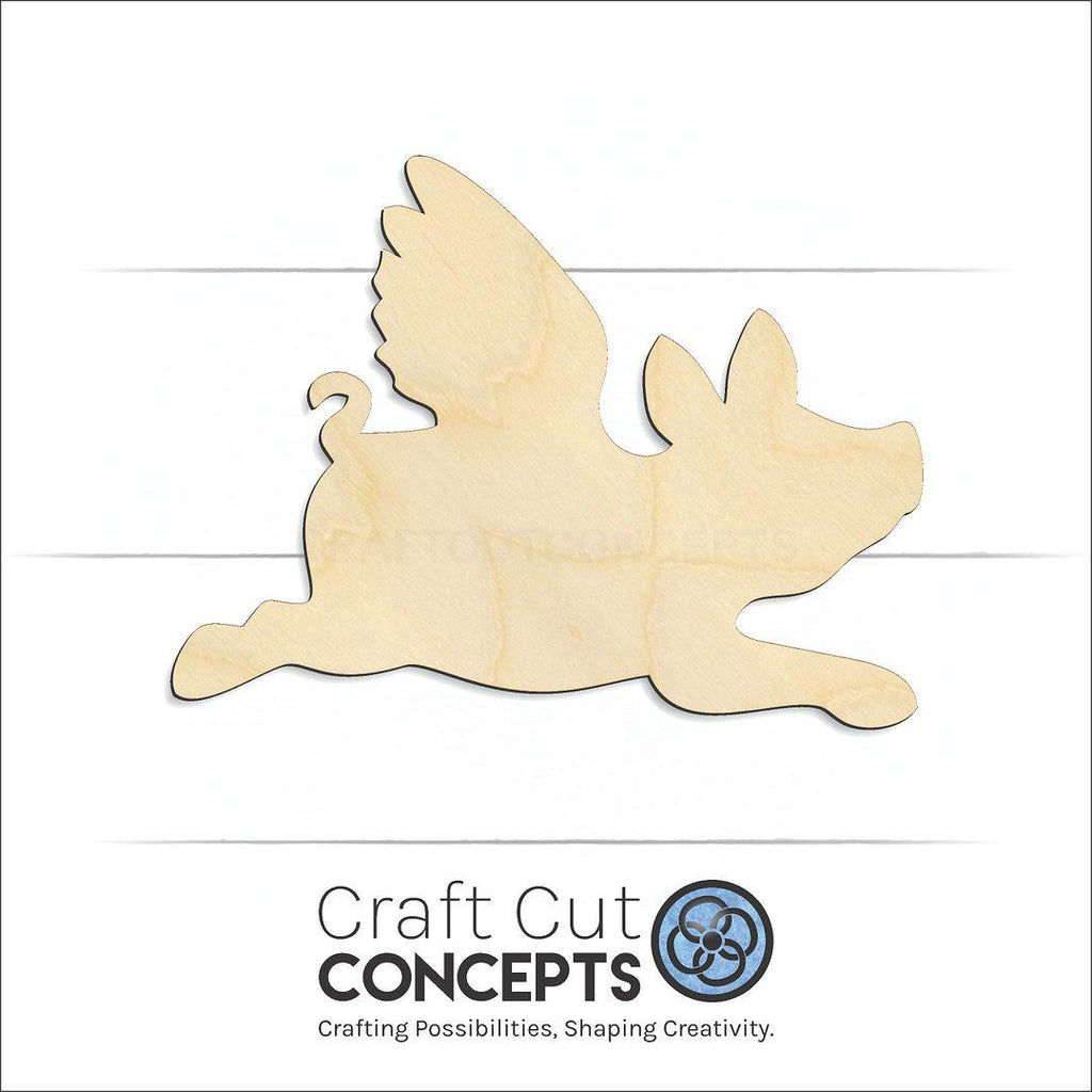 Craft Cut Concepts Logo under a wood Flying Pig craft shape and blank