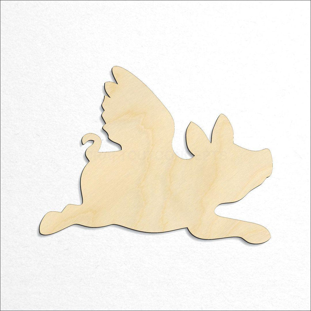 Wooden Flying Pig craft shape available in sizes of 2 inch and up