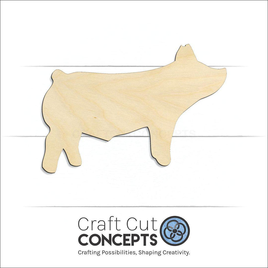 Craft Cut Concepts Logo under a wood Pig craft shape and blank