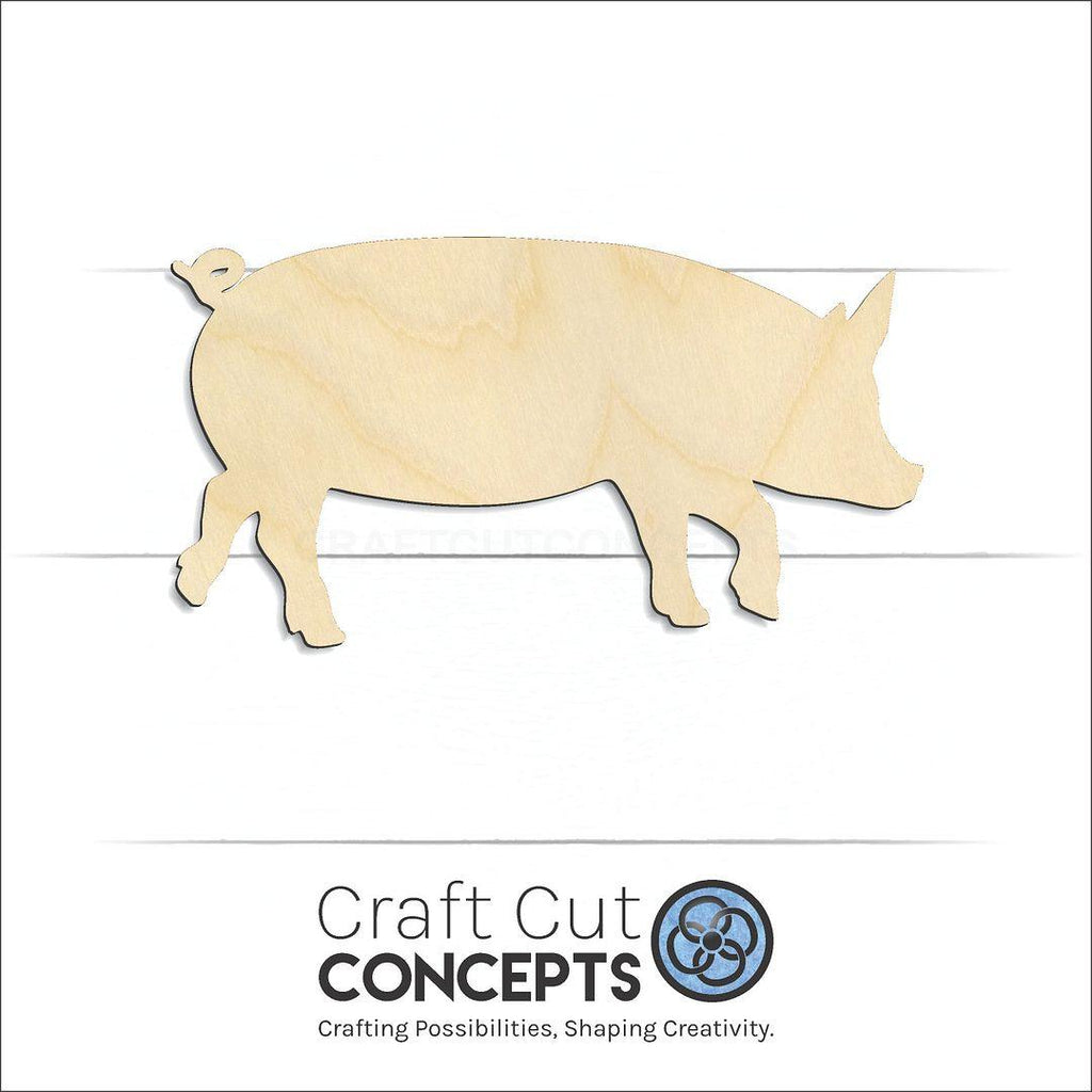 Craft Cut Concepts Logo under a wood Pig craft shape and blank