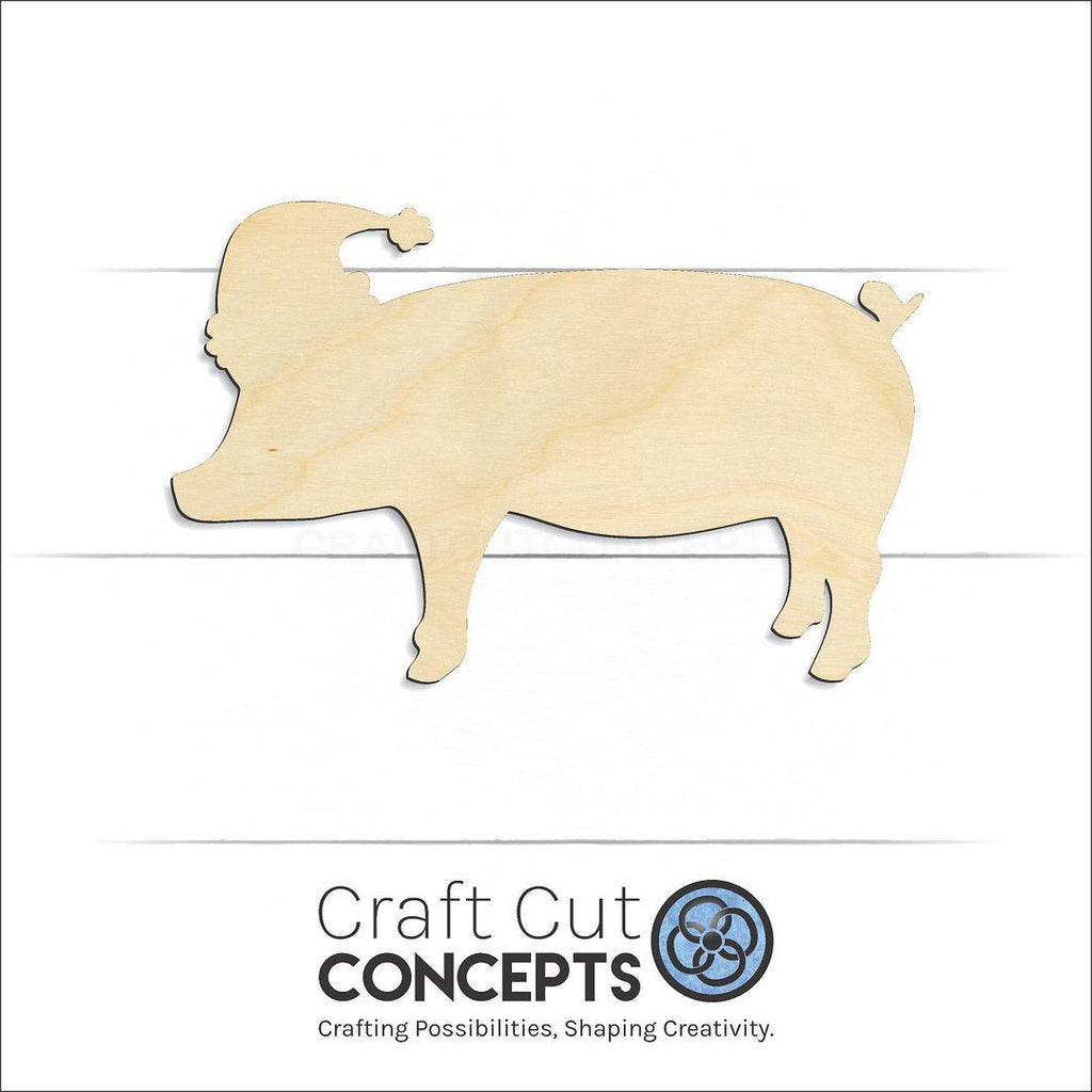 Craft Cut Concepts Logo under a wood Santa Pig craft shape and blank