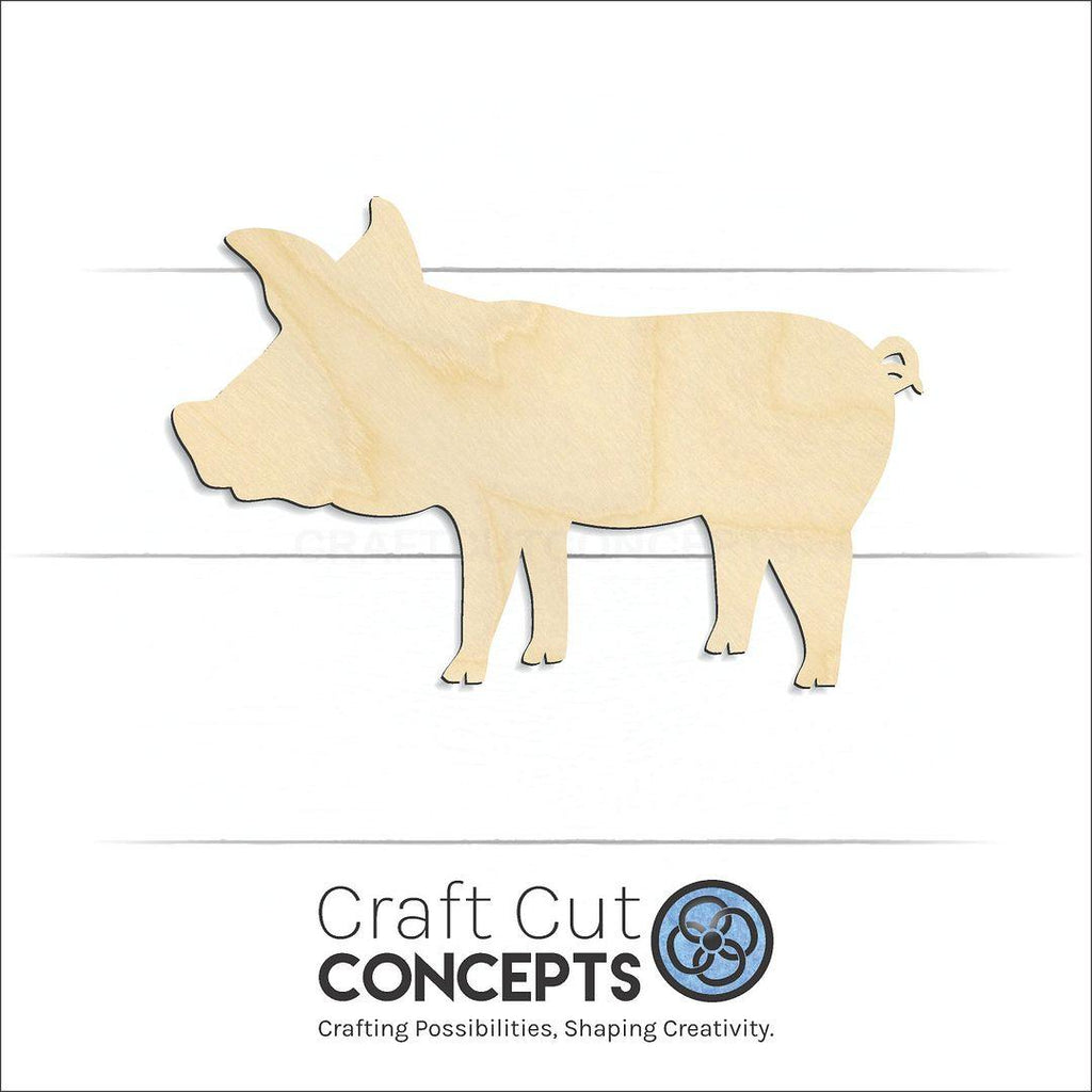 Craft Cut Concepts Logo under a wood Pig craft shape and blank