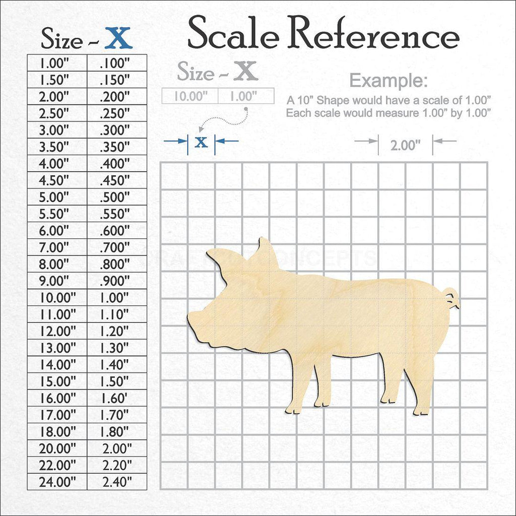 A scale and graph image showing a wood Pig craft blank