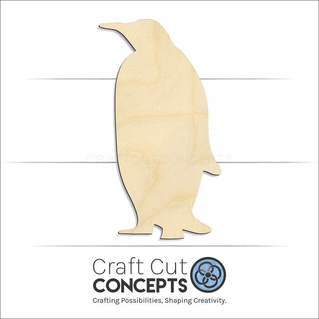 Craft Cut Concepts Logo under a wood Emporer Penguin craft shape and blank