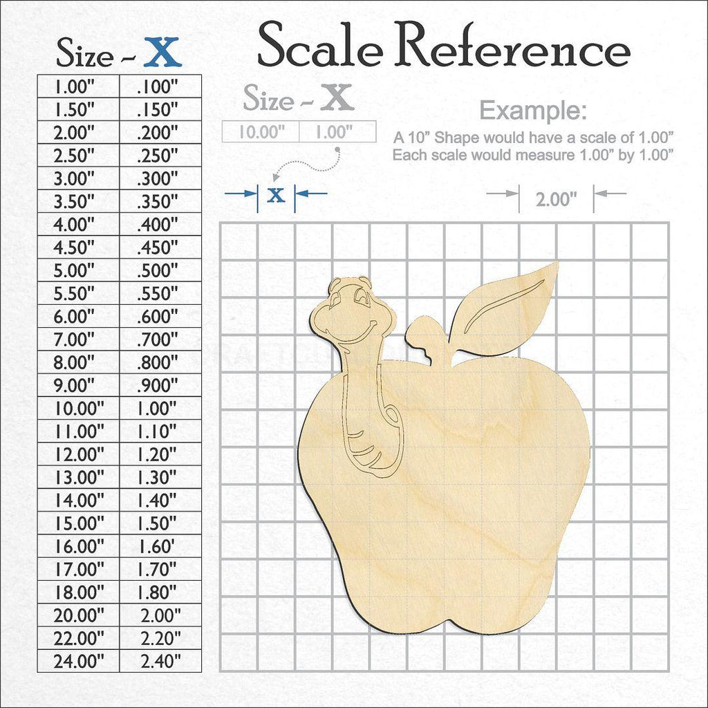 A scale and graph image showing a wood Apple craft blank