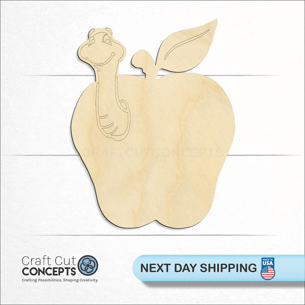 Craft Cut Concepts logo and next day shipping banner with an unfinished wood Apple craft shape and blank