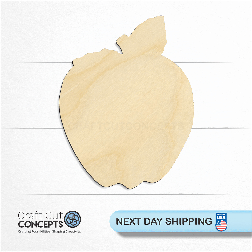 Craft Cut Concepts logo and next day shipping banner with an unfinished wood Apple craft shape and blank