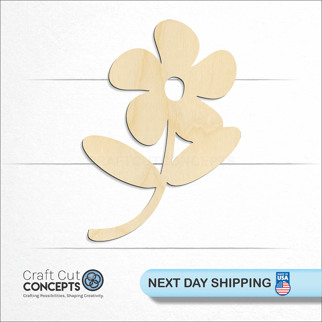 Craft Cut Concepts logo and next day shipping banner with an unfinished wood Flower craft shape and blank