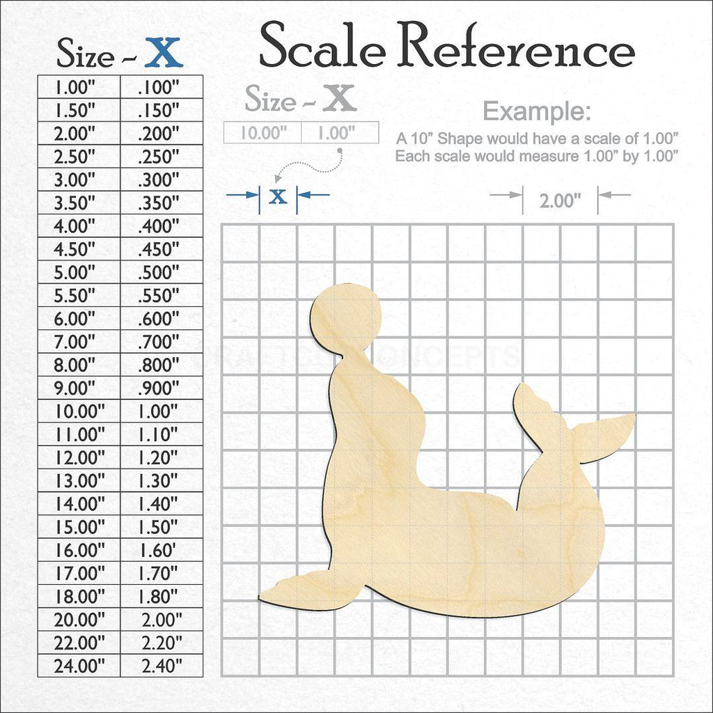 A scale and graph image showing a wood  Seal -2 craft blank