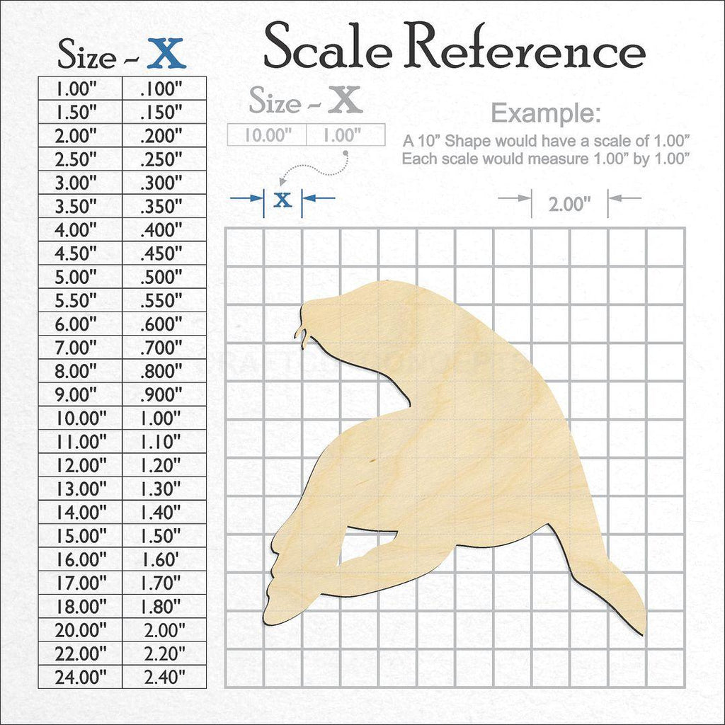 A scale and graph image showing a wood  Seal -3 craft blank