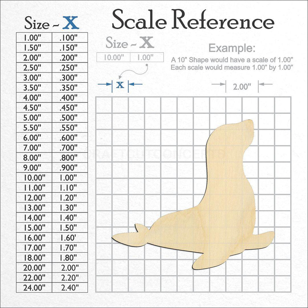 A scale and graph image showing a wood Seal -4 craft blank