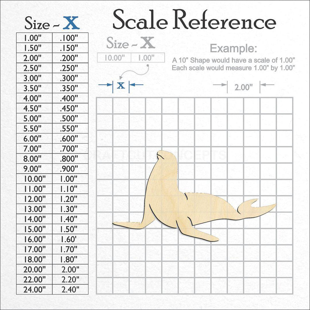 A scale and graph image showing a wood Seal -5 craft blank